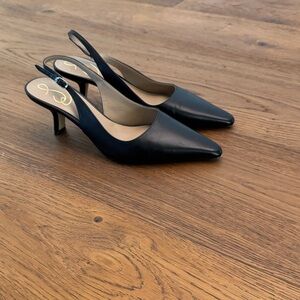 Classic Black Pointed-Toe Slingback Heels